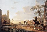 Aelbert Cuyp Landscape with Horse Trainers painting